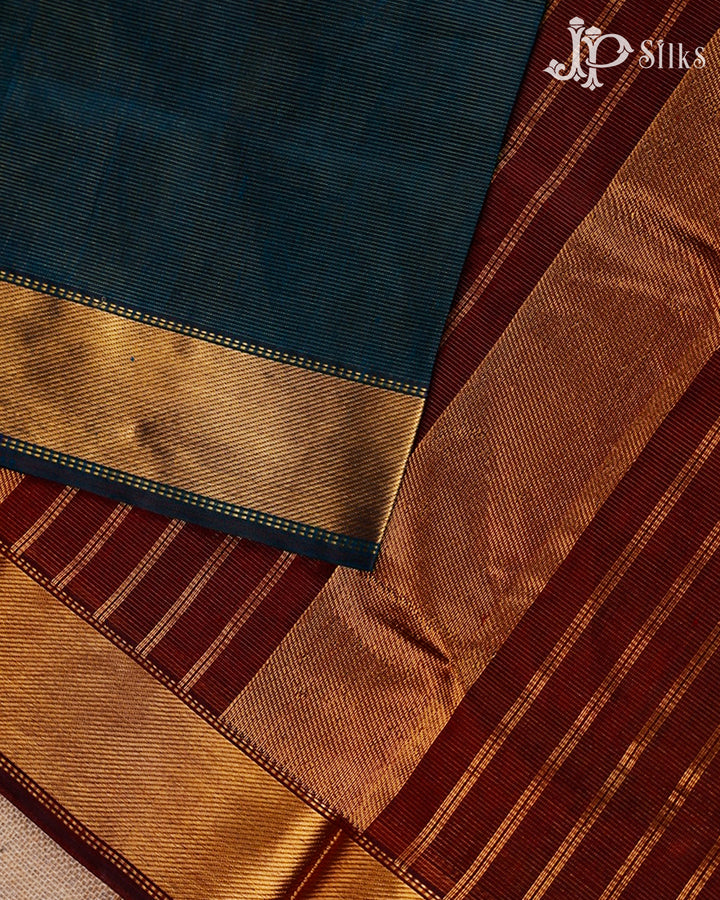 Double Shaded Green And Dark Maroon Silk Cotton Saree - F3504