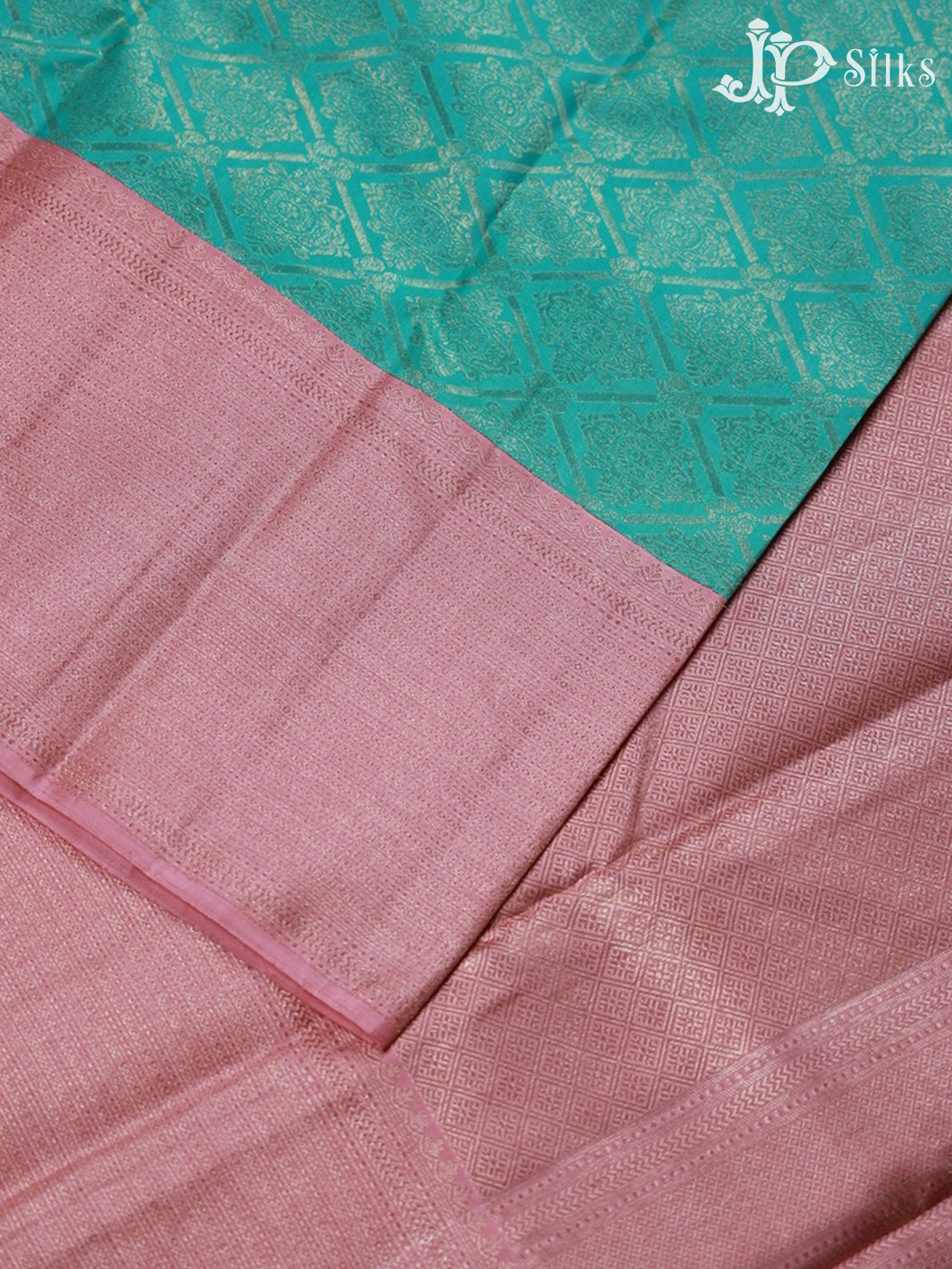 Baby pink  with light teal green colour Kanchipuram Silk Saree - E5221 - View 4