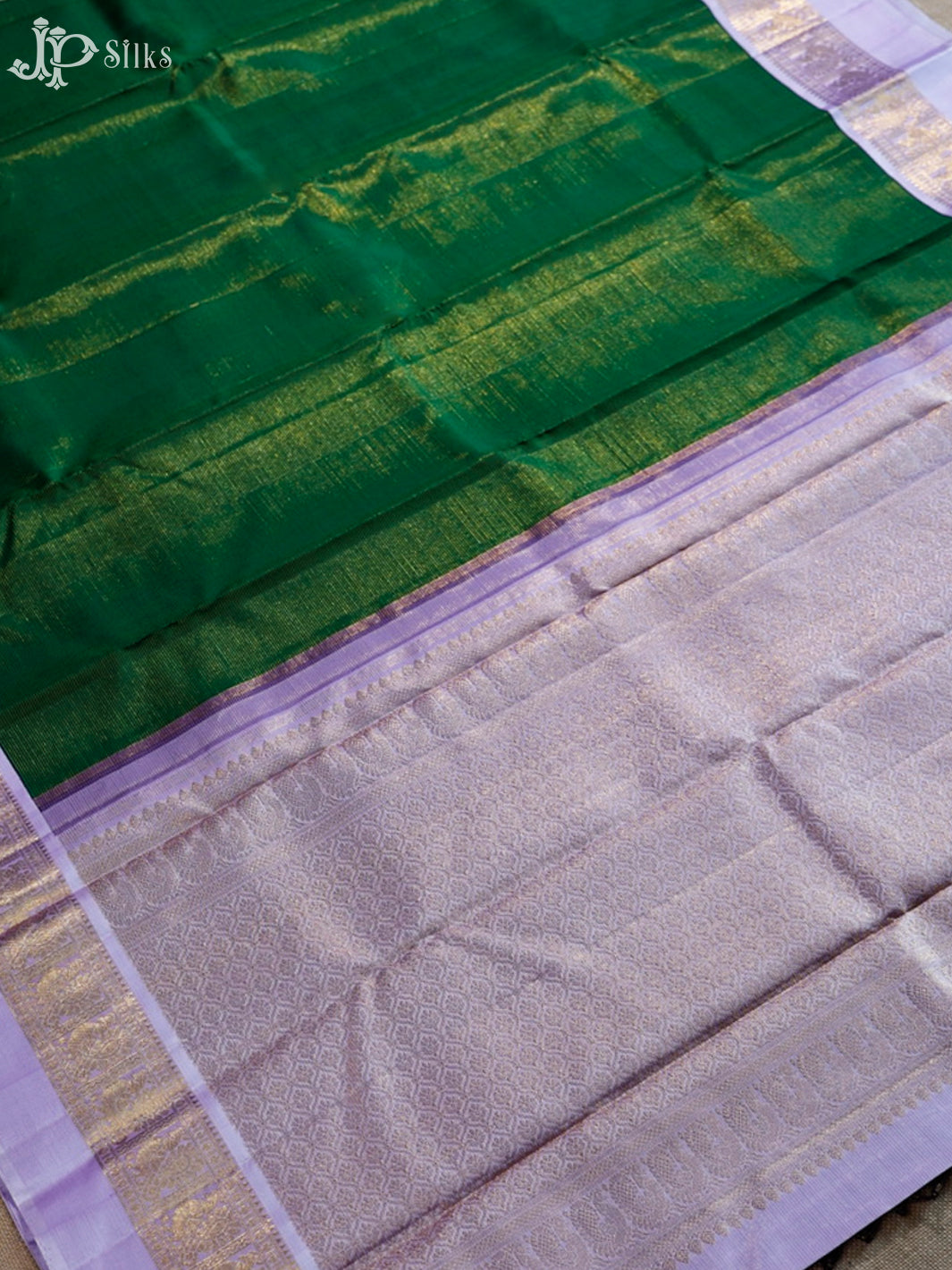 Bottle Green And Lavender Kanchipuram Silk Saree - F3486