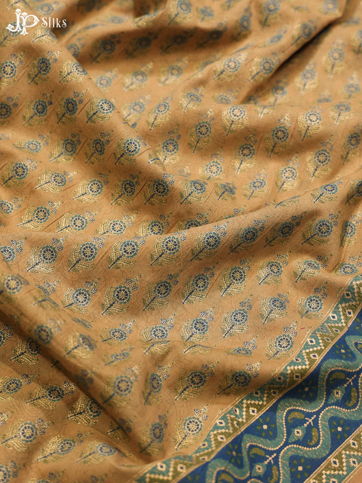 Dark Beige and Ink Blue Cotton Fabric - A7192
