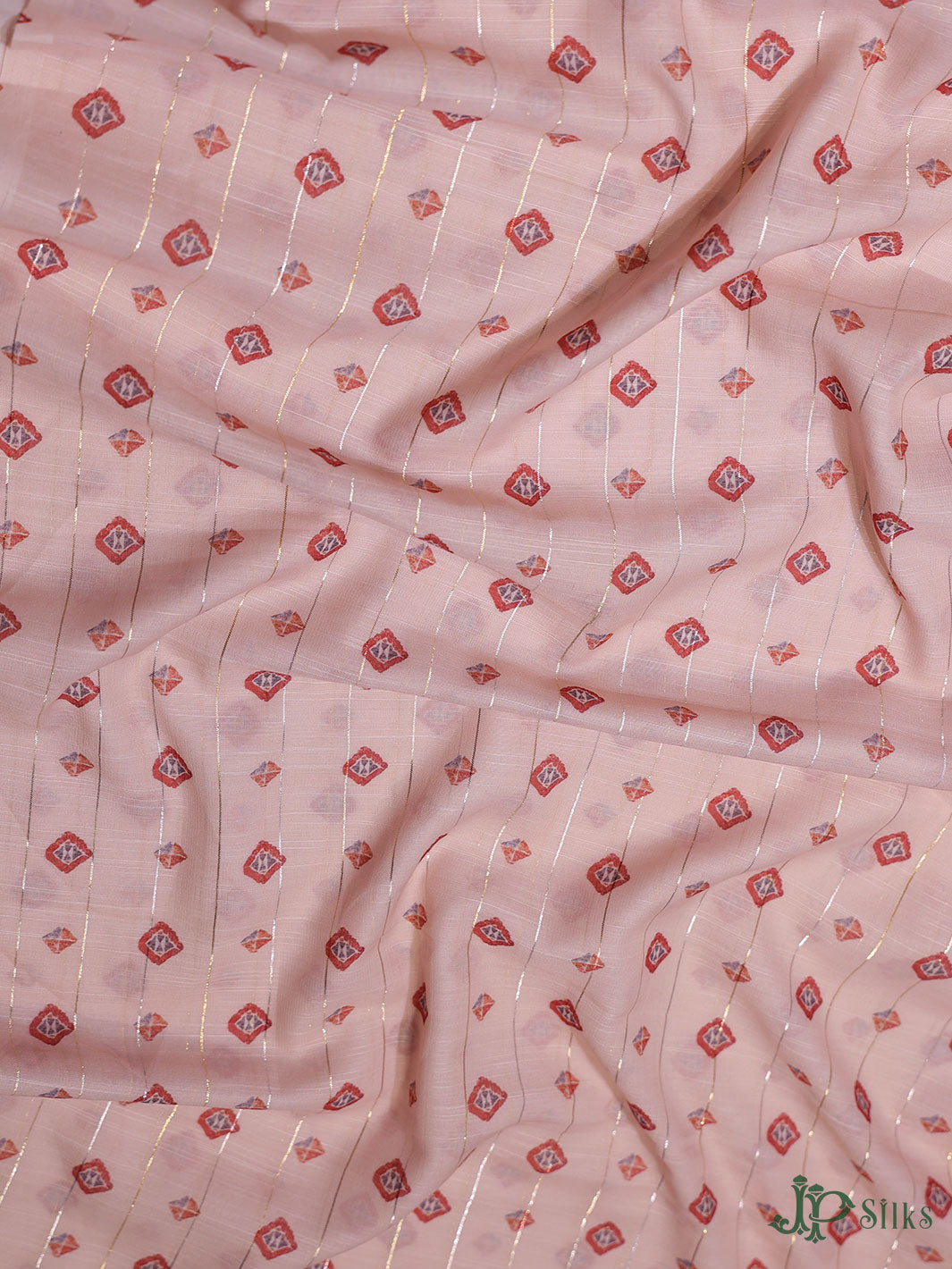 Light Pink Digital Printed Munga Cotton Fabric - E3334
