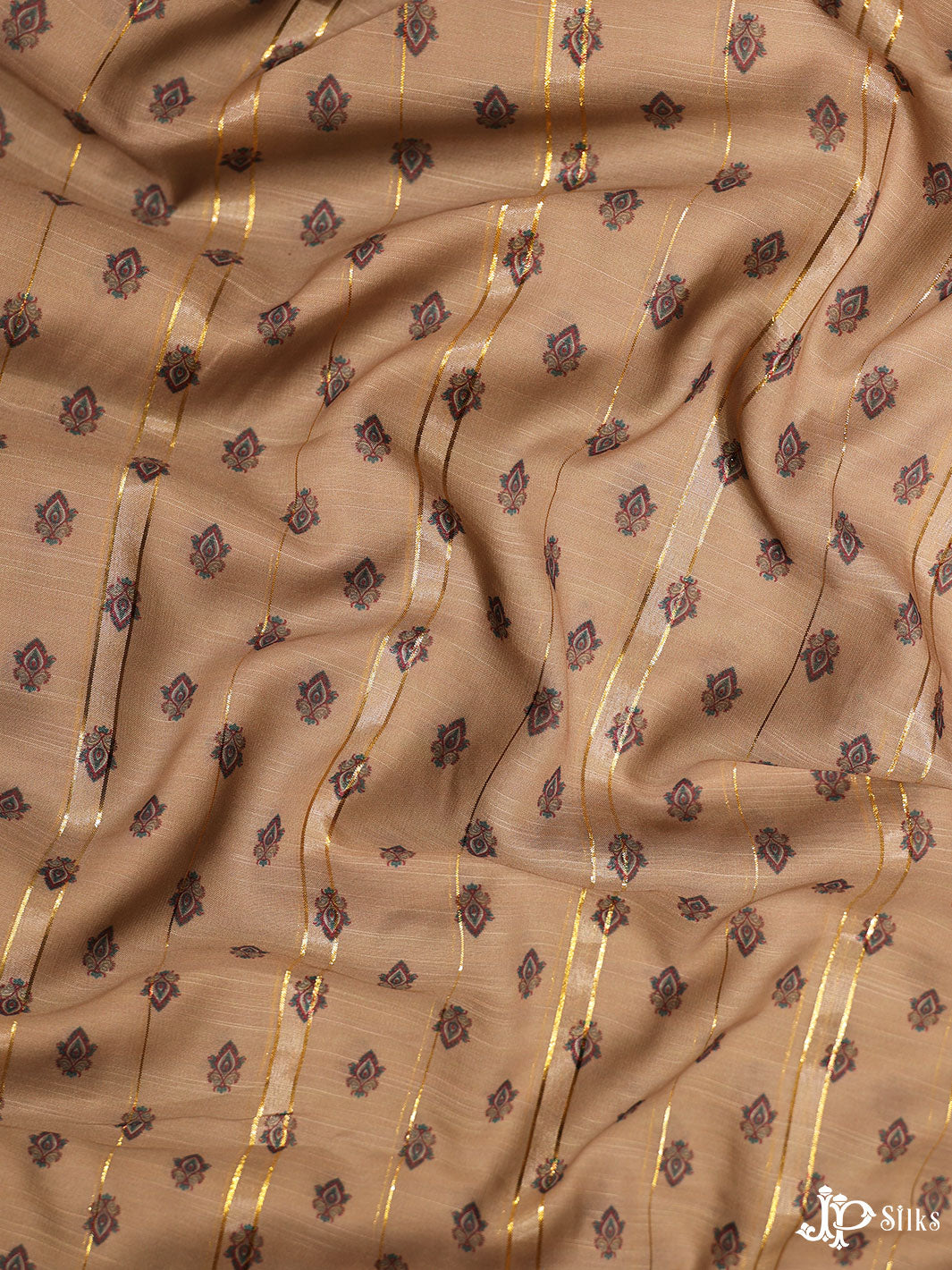 Light Brownn Digital Printed Munga Cotton Fabric - E3337