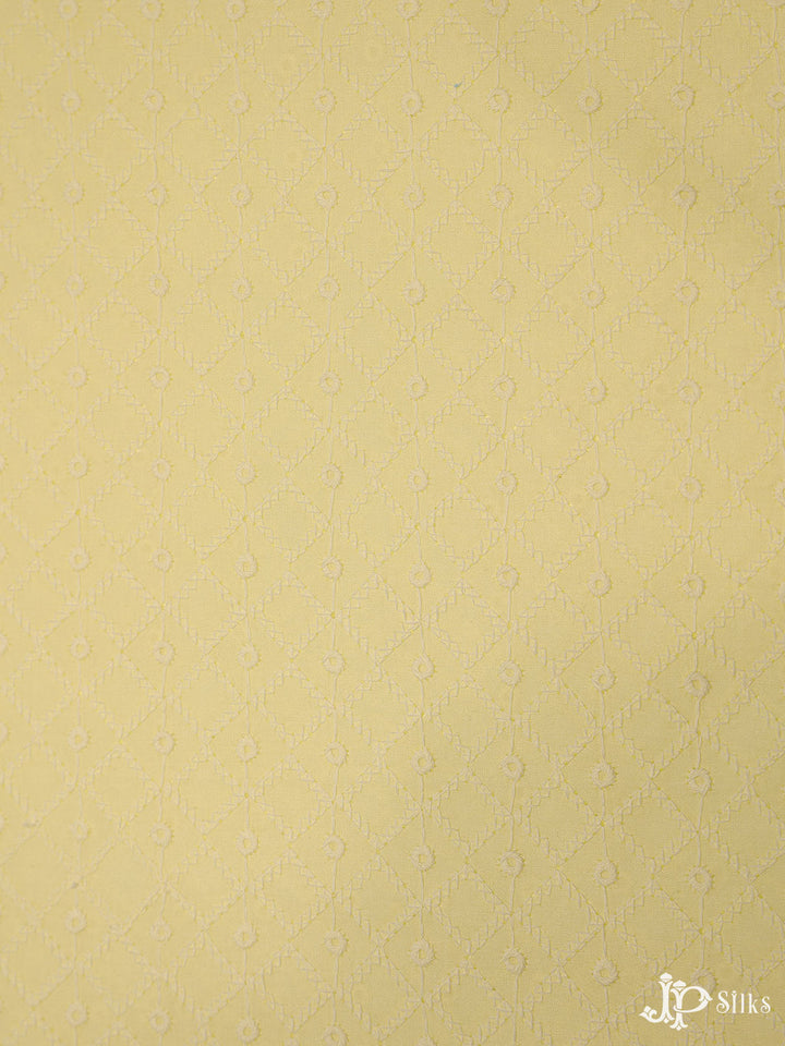 Lemon Yellow Cotton Chikankari Fabric - C3099 - View 1