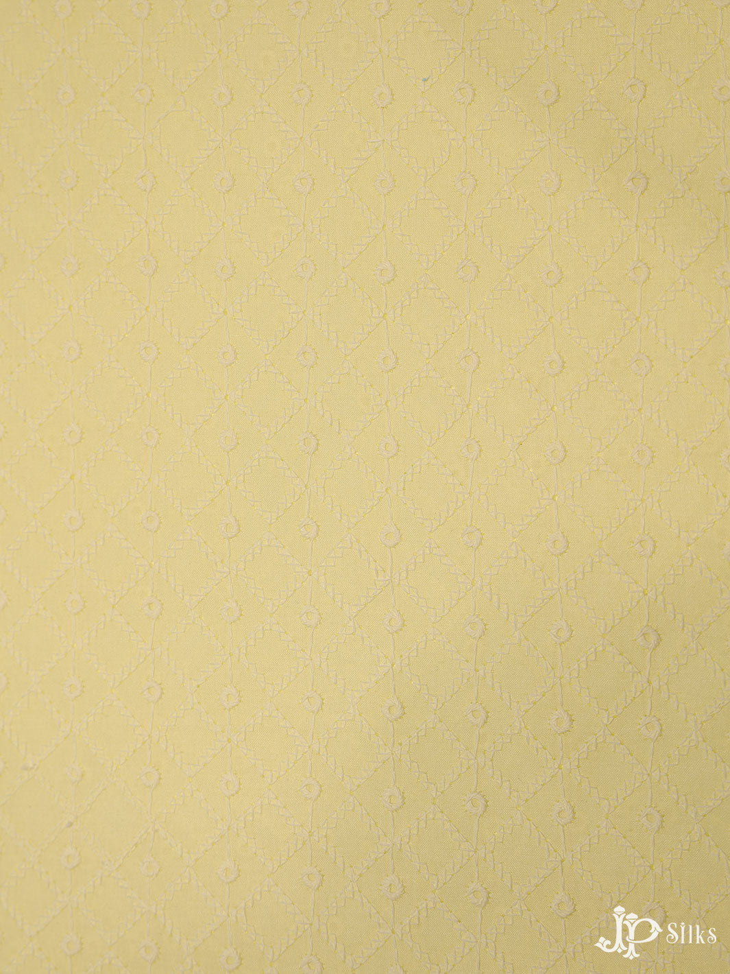 Lemon Yellow Cotton Chikankari Fabric - C3099 - View 1