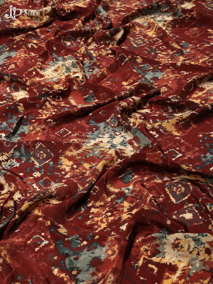 Maroon Digital Printed Viscose Crepe Fabric - E4010 - View 1