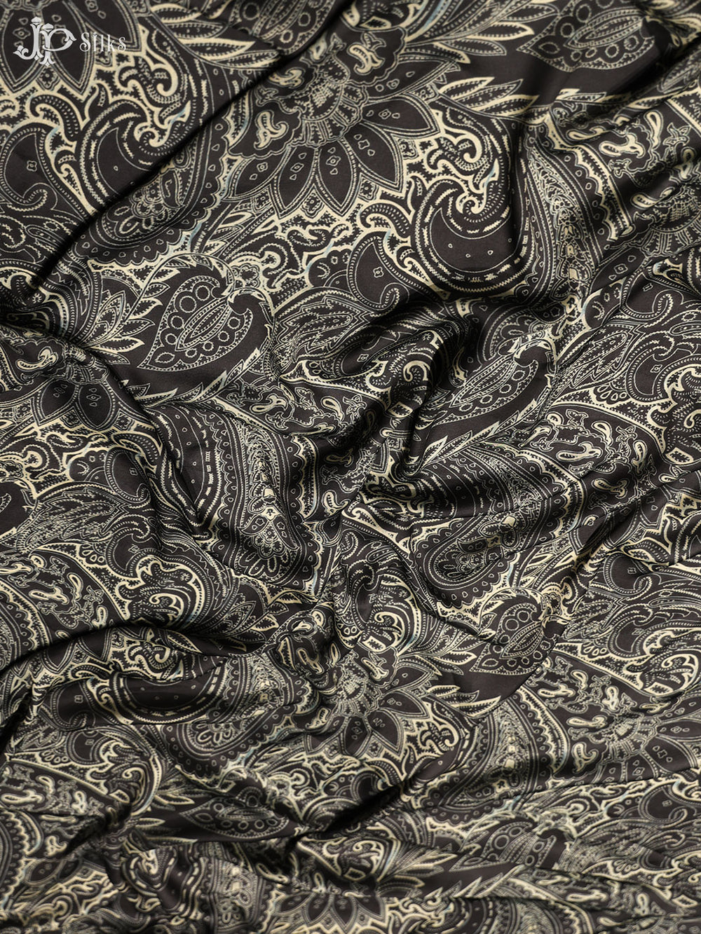 Black and White Digital Printed Crepe Fabric - E3304 - View 1