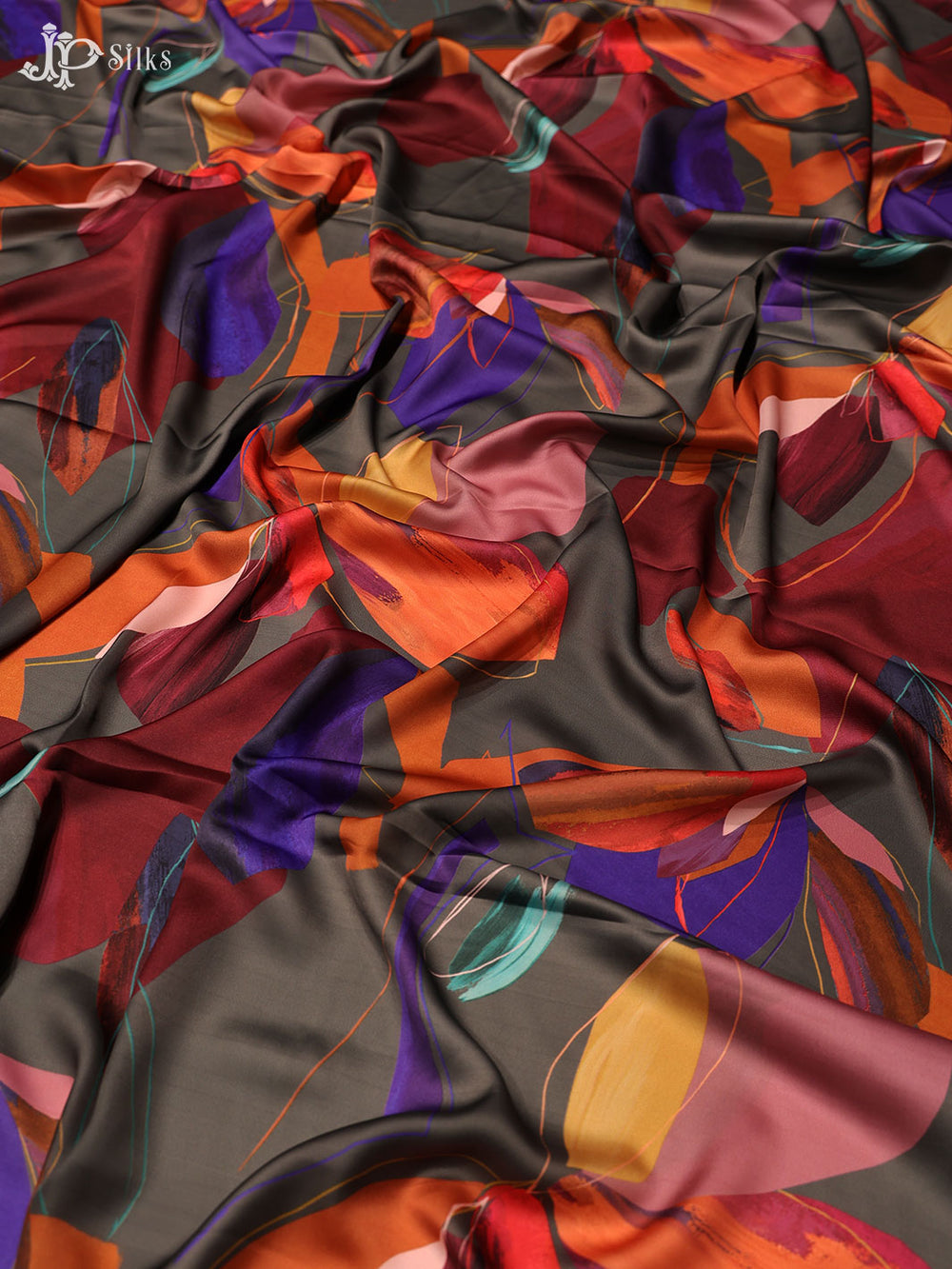 Multicolor Digita l Printed Crepe Fabric - E3316 - View 1