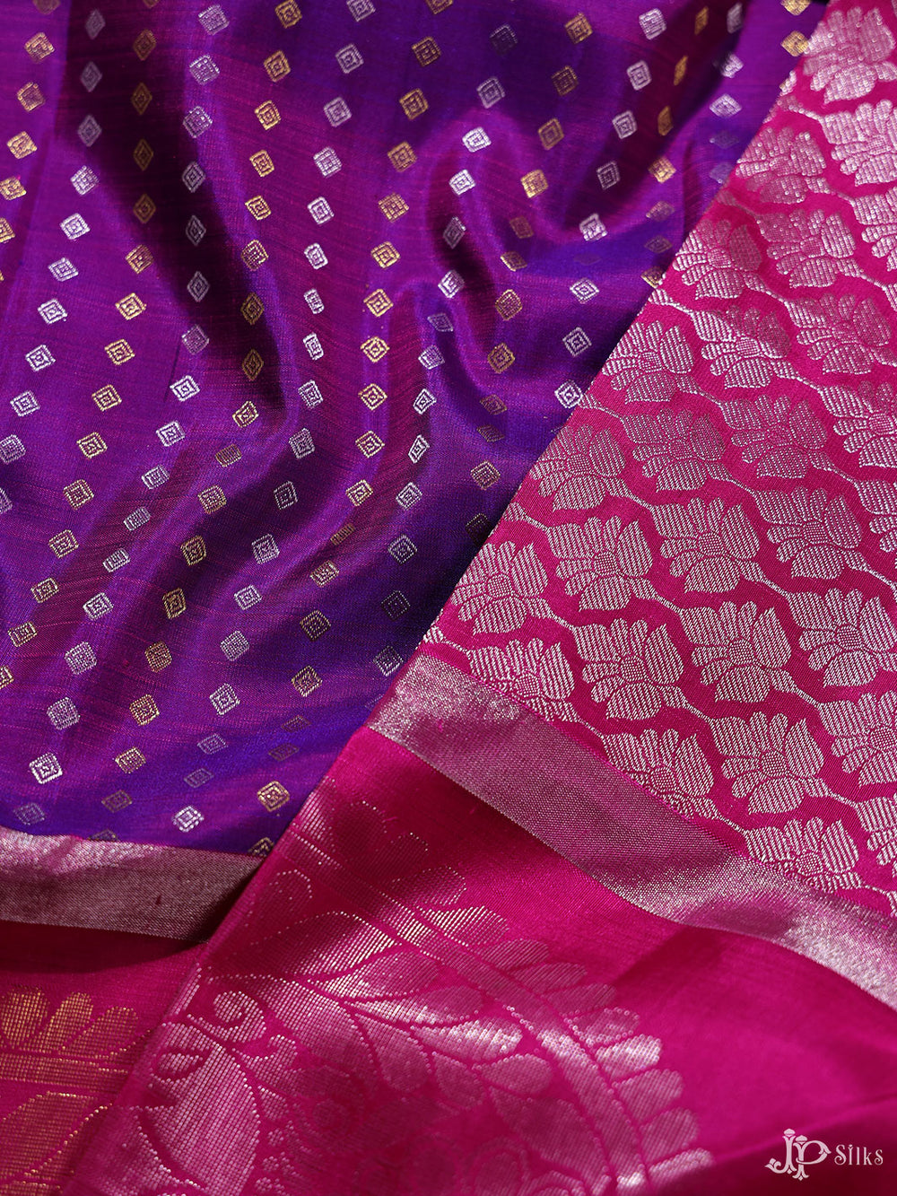 Dual Tone Purple and Pink Kanchipuram Silk Saree - A2547 - View 4