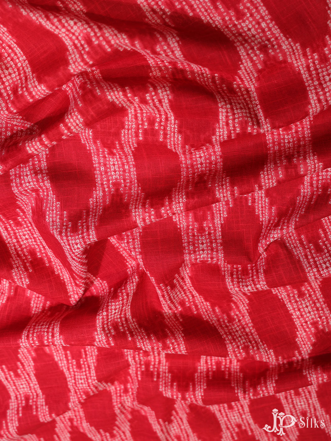 Red Pochampally Ikat Cotton Fabric - D1772
