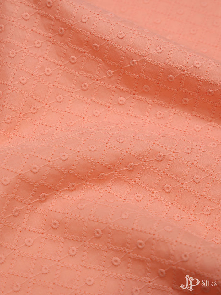 Peach Cotton Chikankari Fabric - C3101
