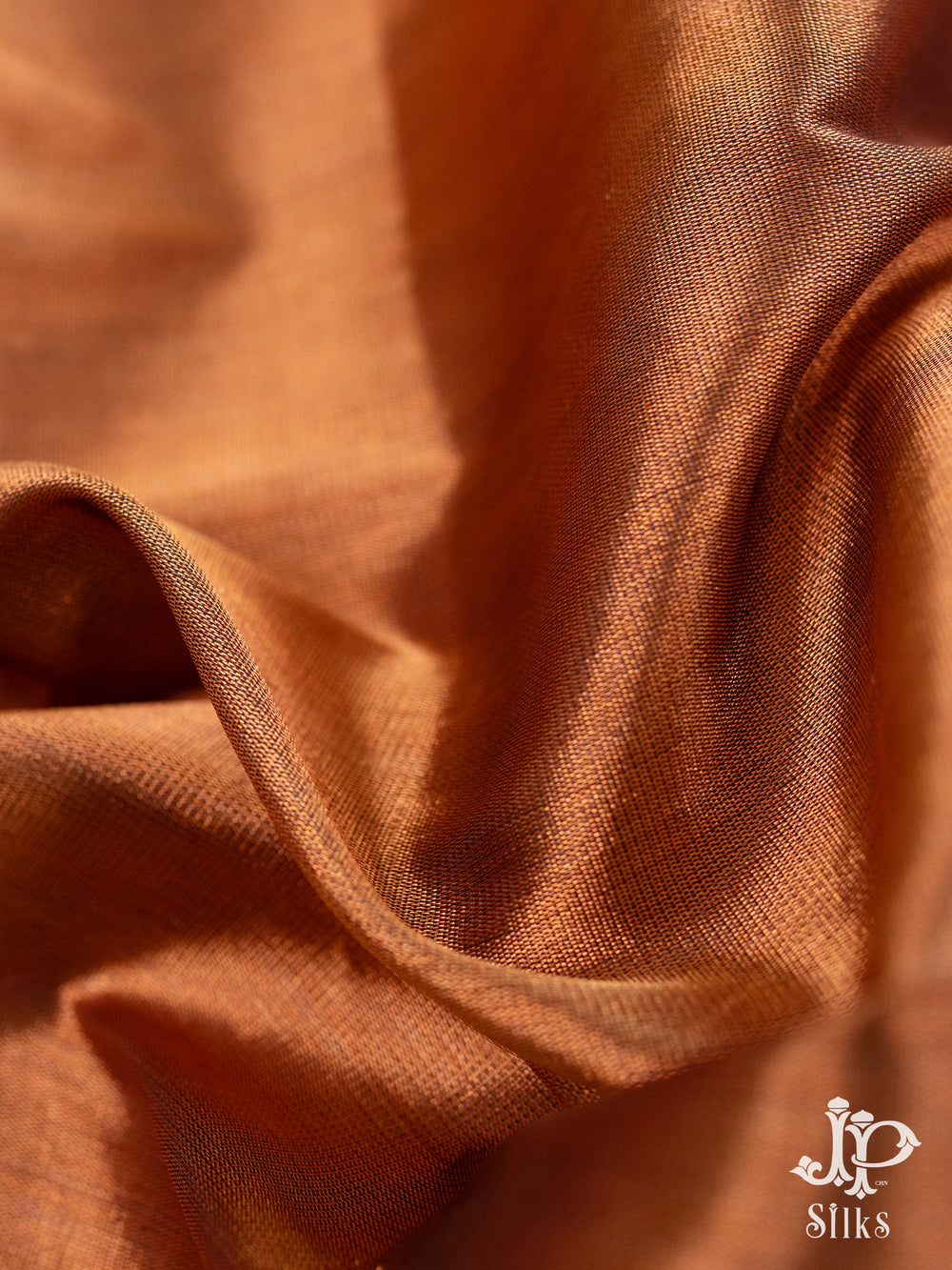 Copper Brown and Silver Grey Silk Tissue Saree - B2454 - VIew 1
