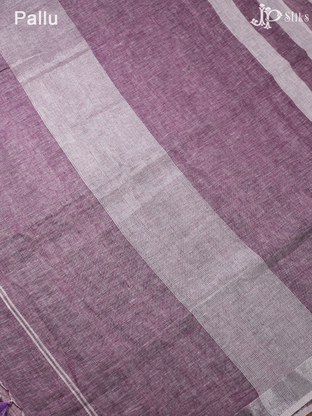 White and Purple Linen Fancy Saree - E4557 - View 3