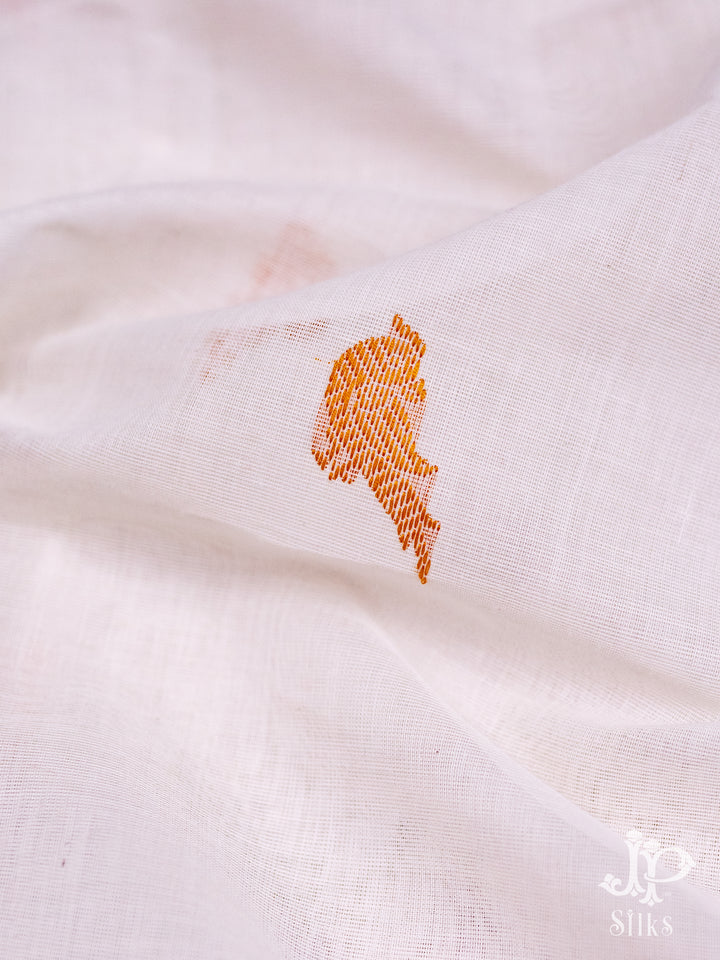 White and Orange Kanchi Cotton Saree - D9759 - View 2