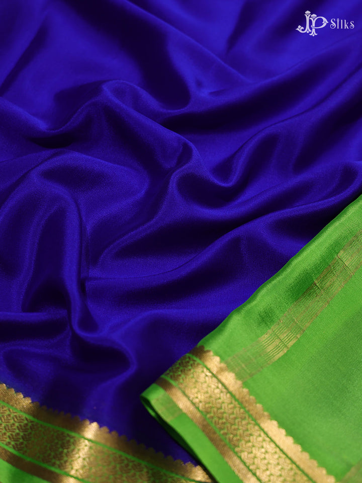 Ink Blue and Green Mysore Silk Saree - E314 - View 3
