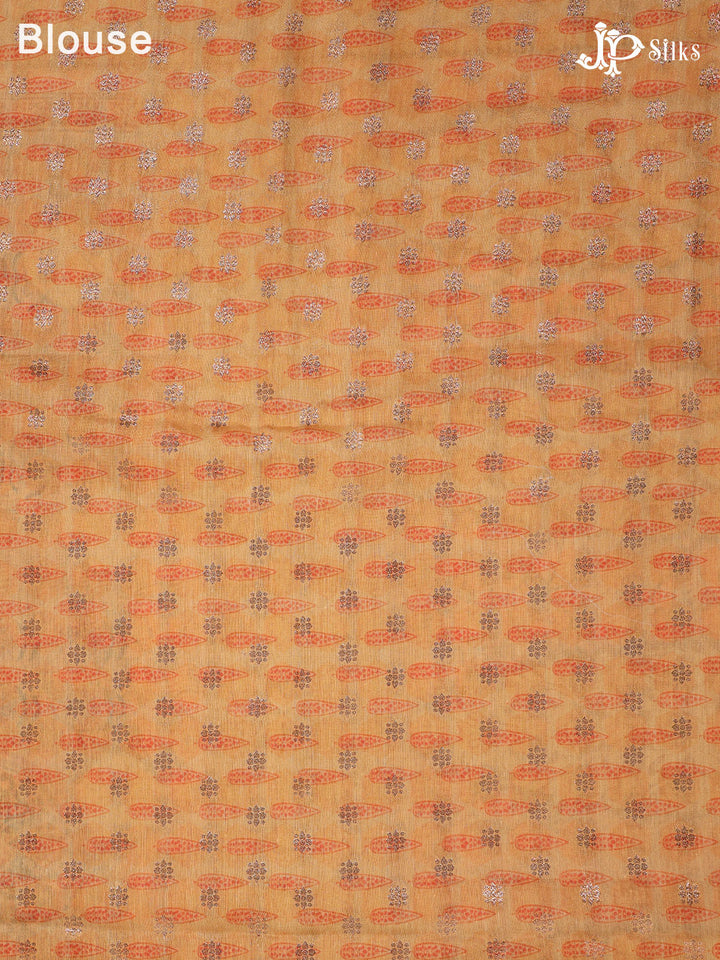 Peach and Orange Oraganza Saree - D7163 - View 2