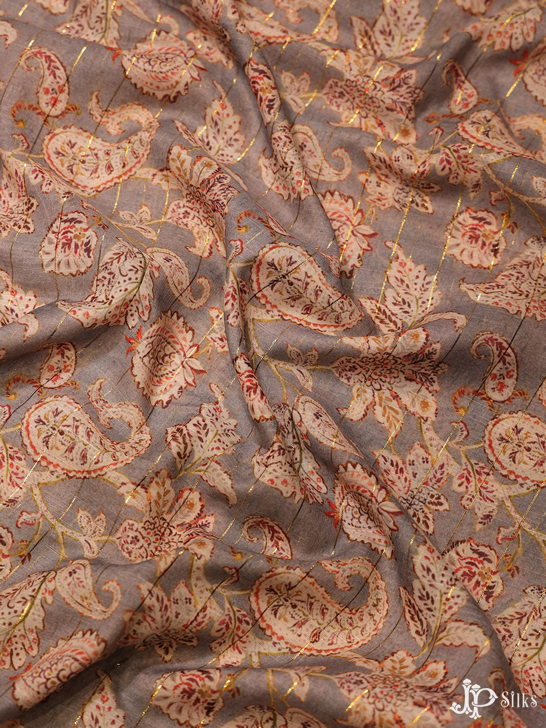 Light Brown Digital Printed Munga Cotton Fabric - E3319 - View 4