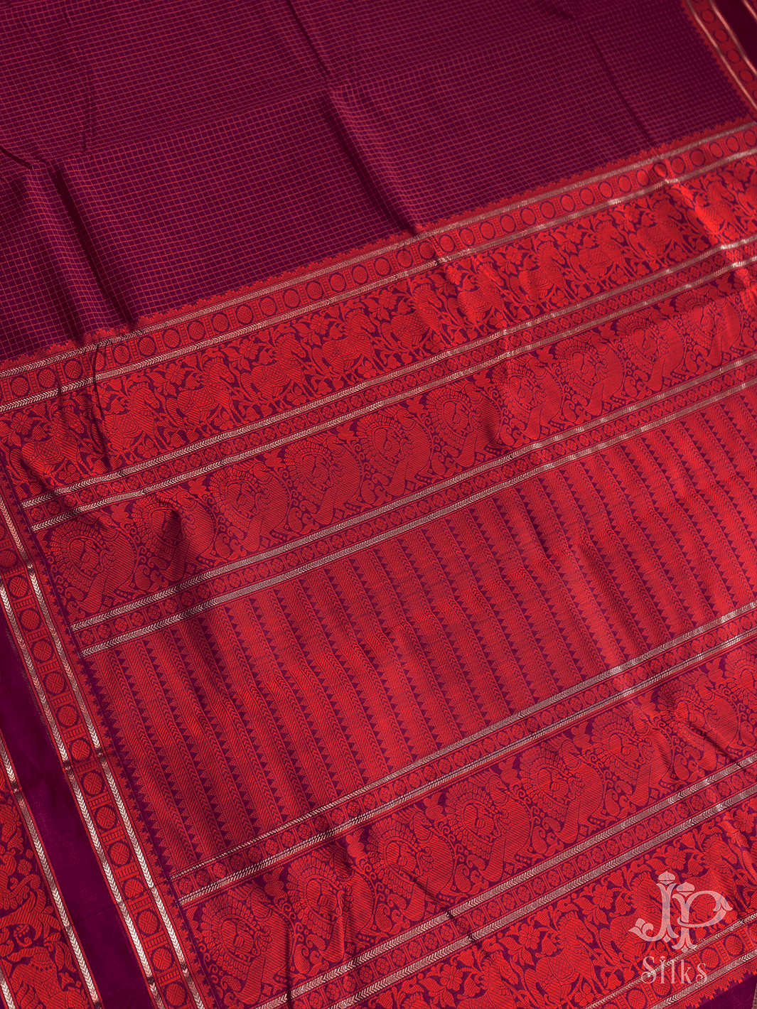 Dark Magenta Kanchi Cotton Saree - D9763