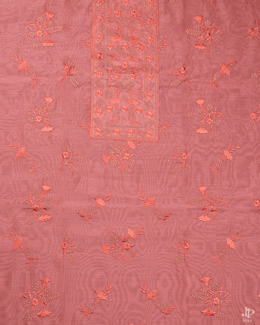 Peach Unstitched Chudidhar Material - D6645 - View 4