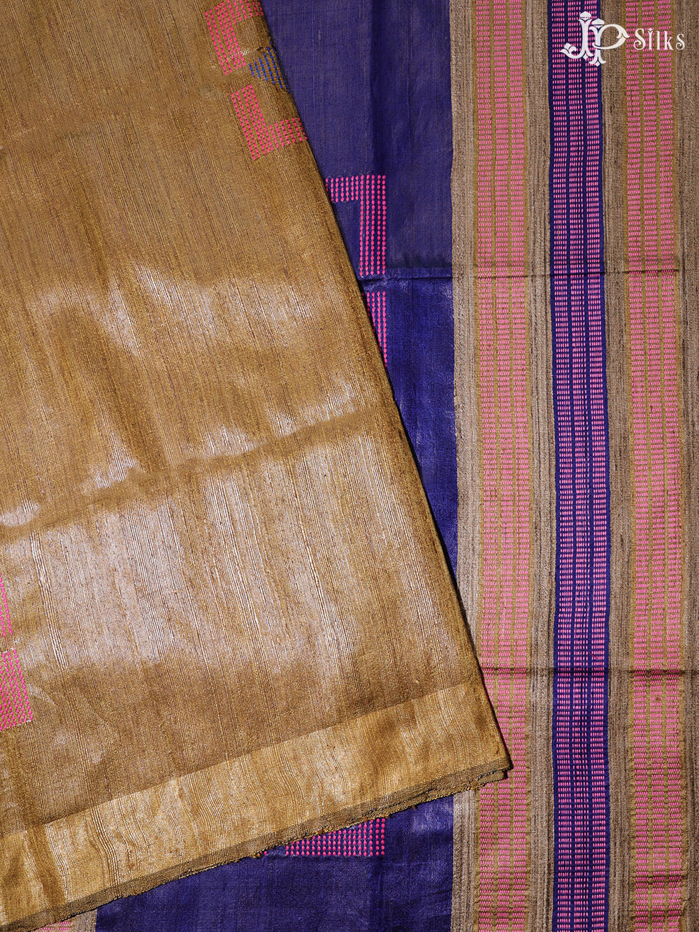 Gold and Purple Tussar Silk Saree - D8322 - View 1