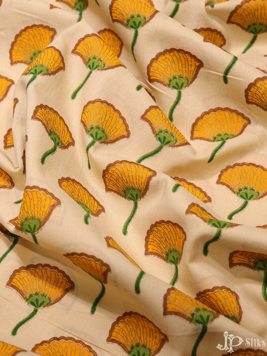 Beige and Yellow Cotton Fabric - A7913