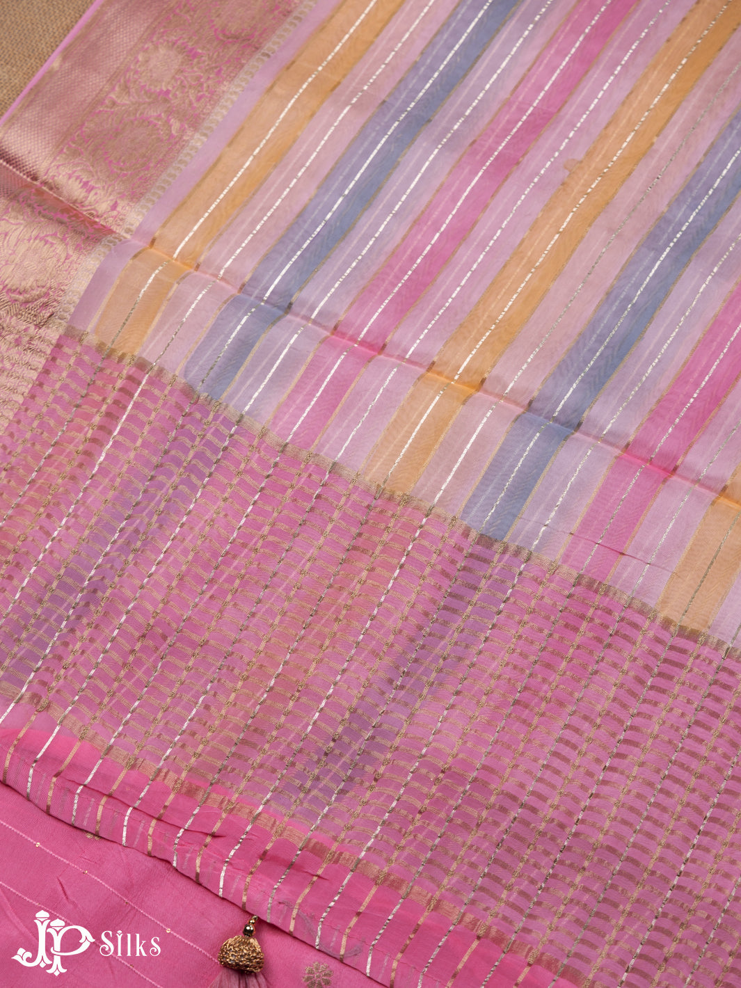 Light Pink And Baby Pink Semi Banarasi Saree - F2900 - View 5