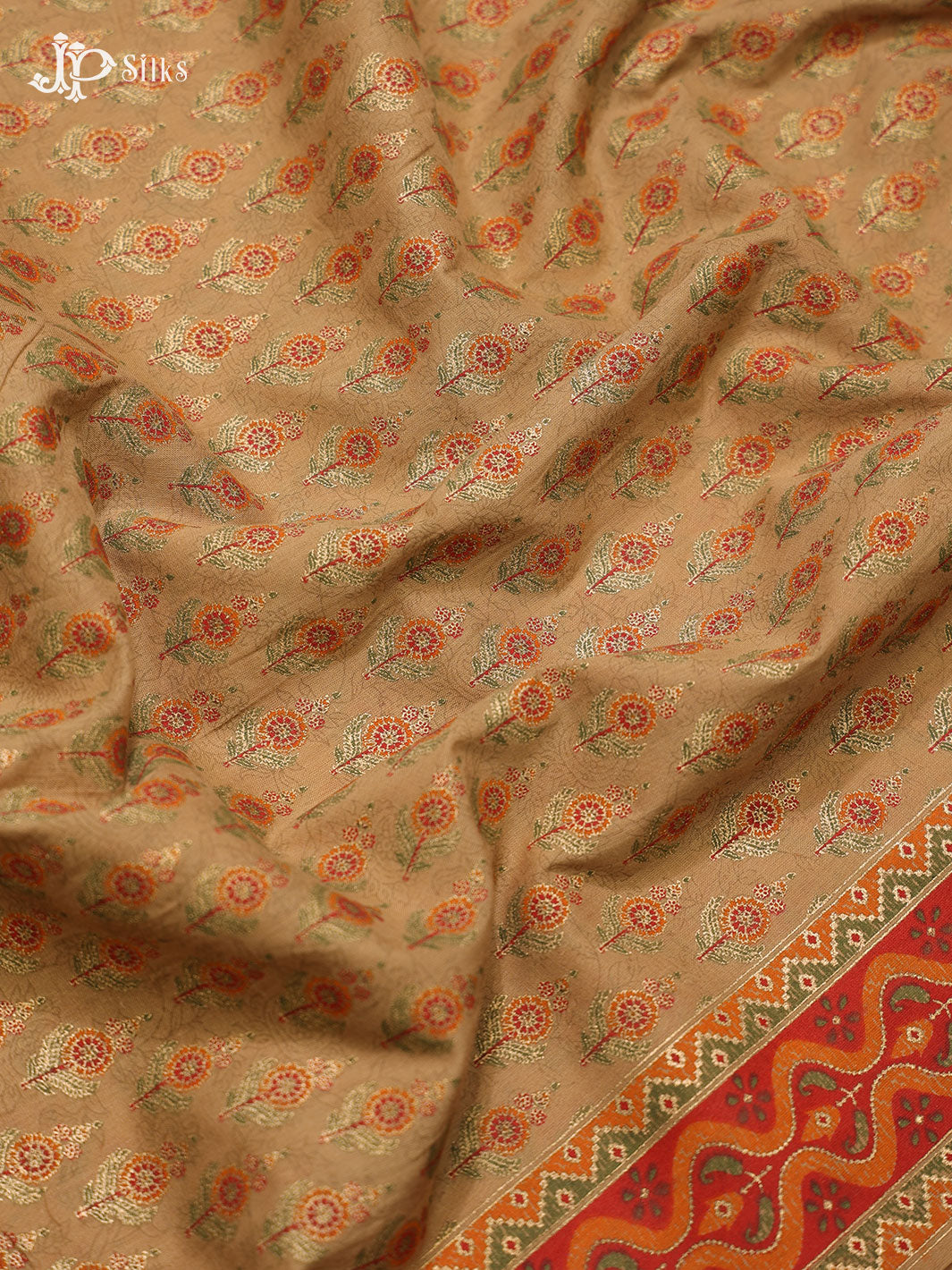 Dark Beige and Red Cotton Fabric - A7191