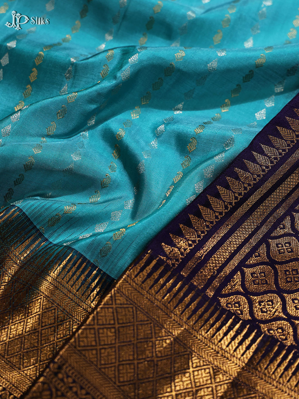 Blue Zari Kanchipuram Silk Saree - D75 - View 3