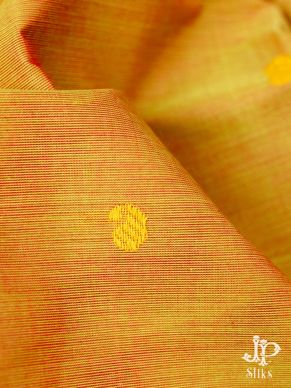 Mustard Yellow and Red Cotton Saree - D9680 - View 1