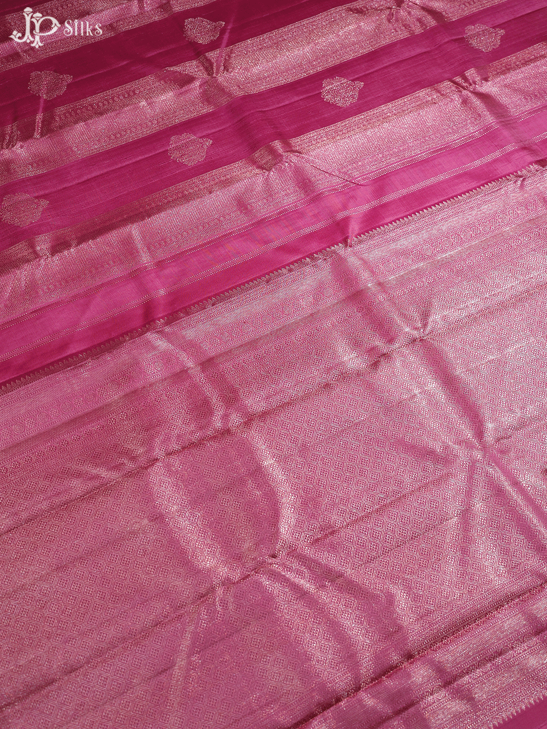 Pink Silver Zari Kanchipuram Silk Saree - E5214 - View 6