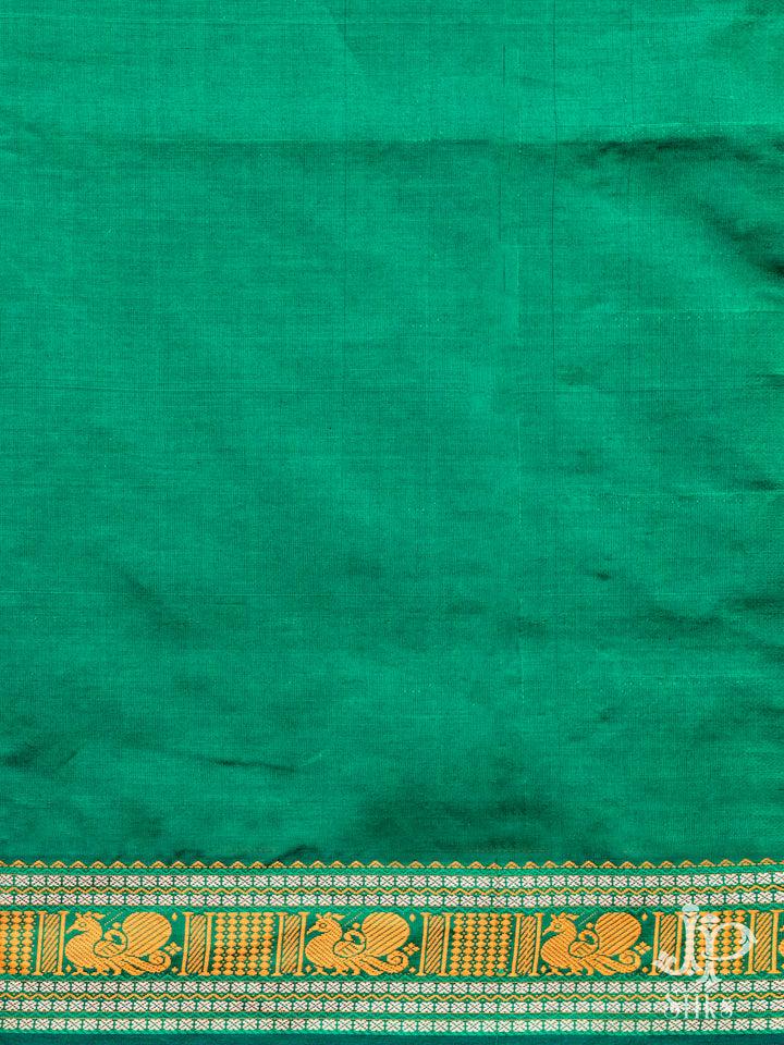 Rani Pink and Leaf Green Poly Cotton Saree - D1163 - VIew 4