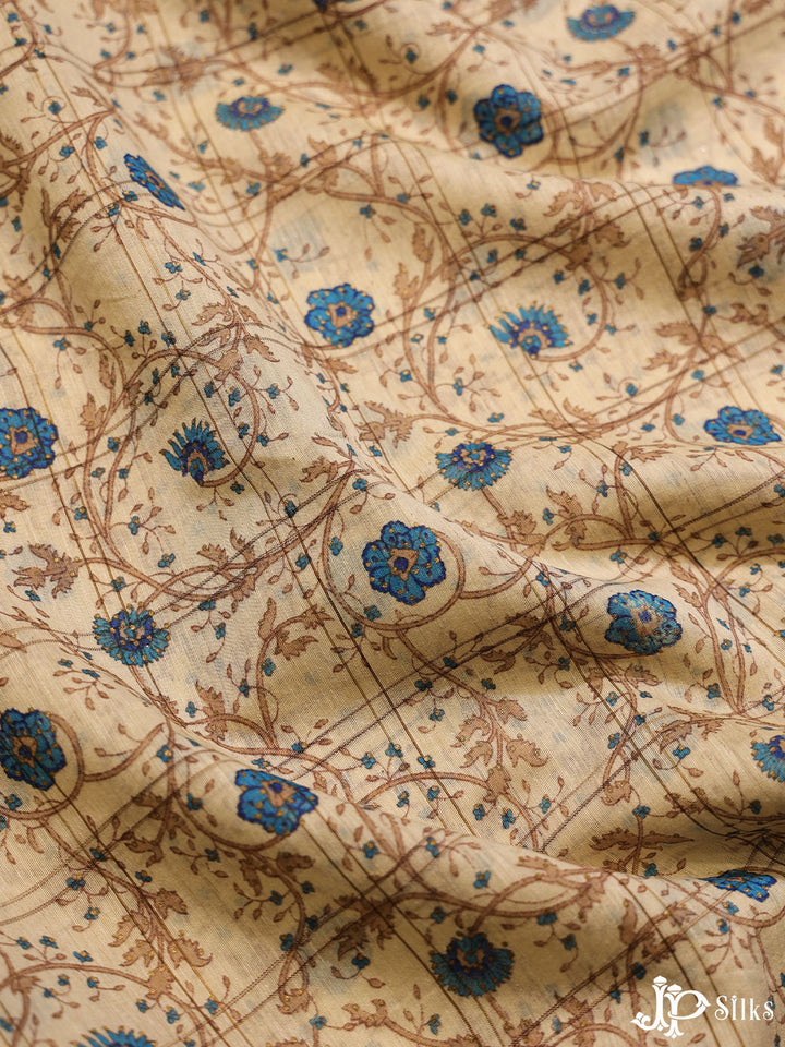 Beige and Blue Cotton Fabric - A6517