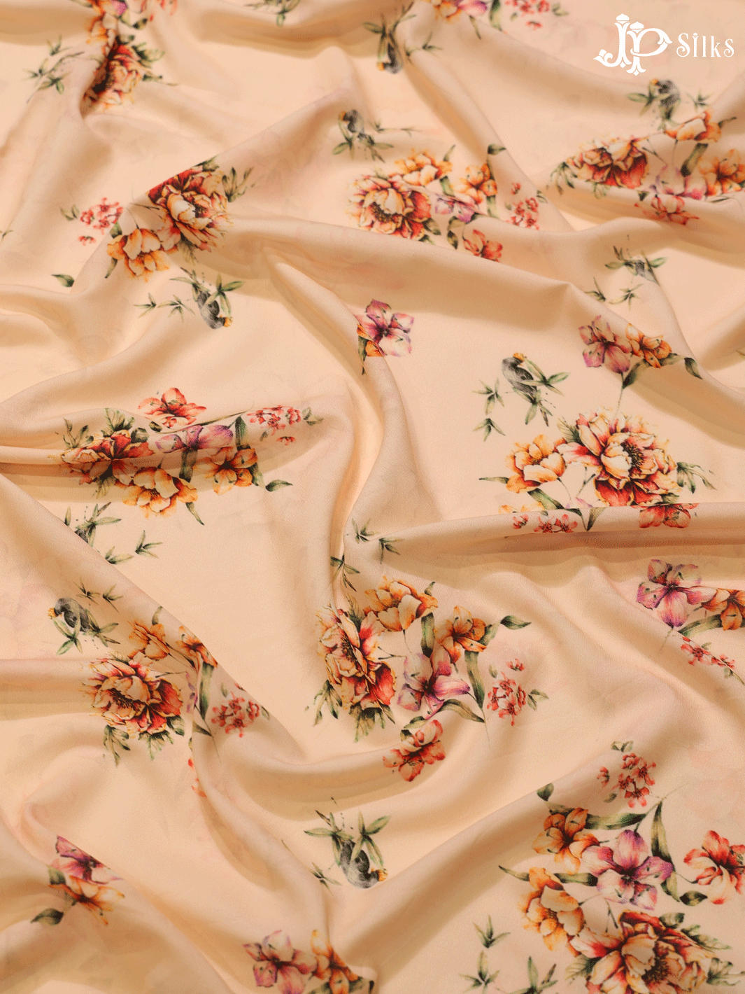 Peach Digital Printed Chiffon Fabric - A14331 