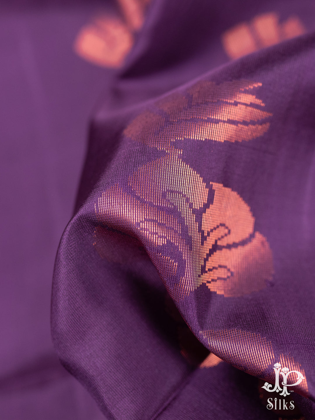 Purple and Cream Soft Silk Saree - D5835 - view 2