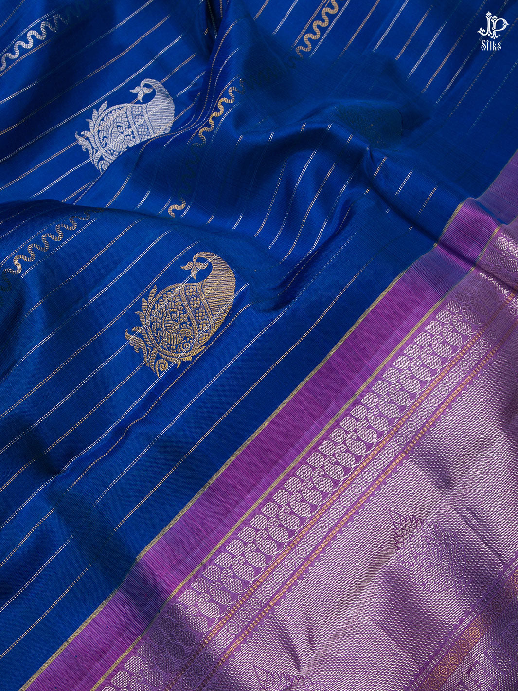 Blue Borderless Kanchipuram Silk Saree - A1238 -View 4