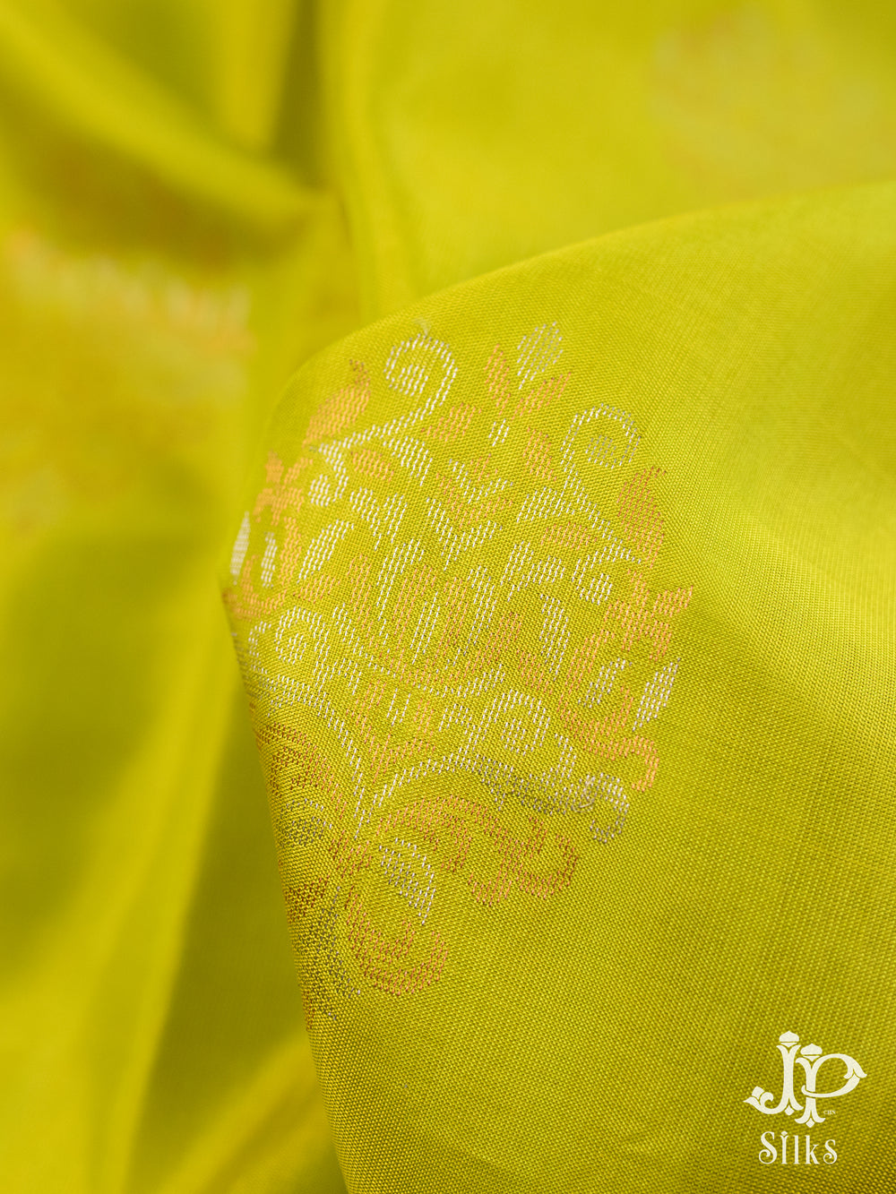 Lime Green and Ink Blue Soft SIlk Saree - D5974 - VIew 2