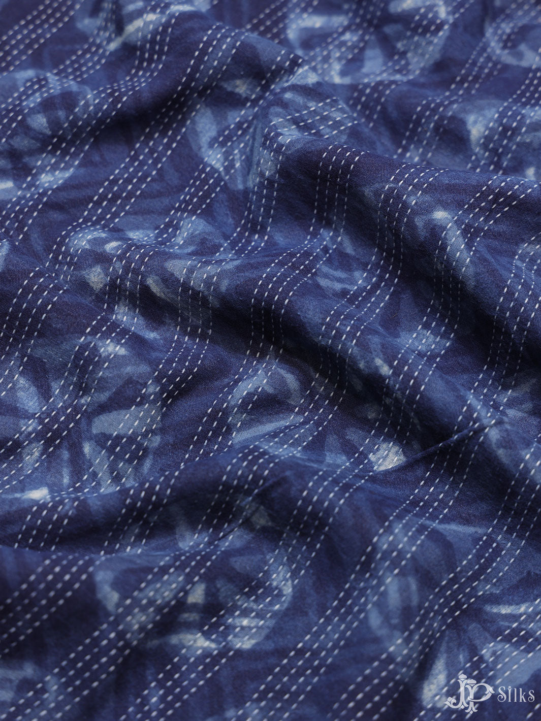 Navy Blue Digital Printed Cotton Fabric - D1773