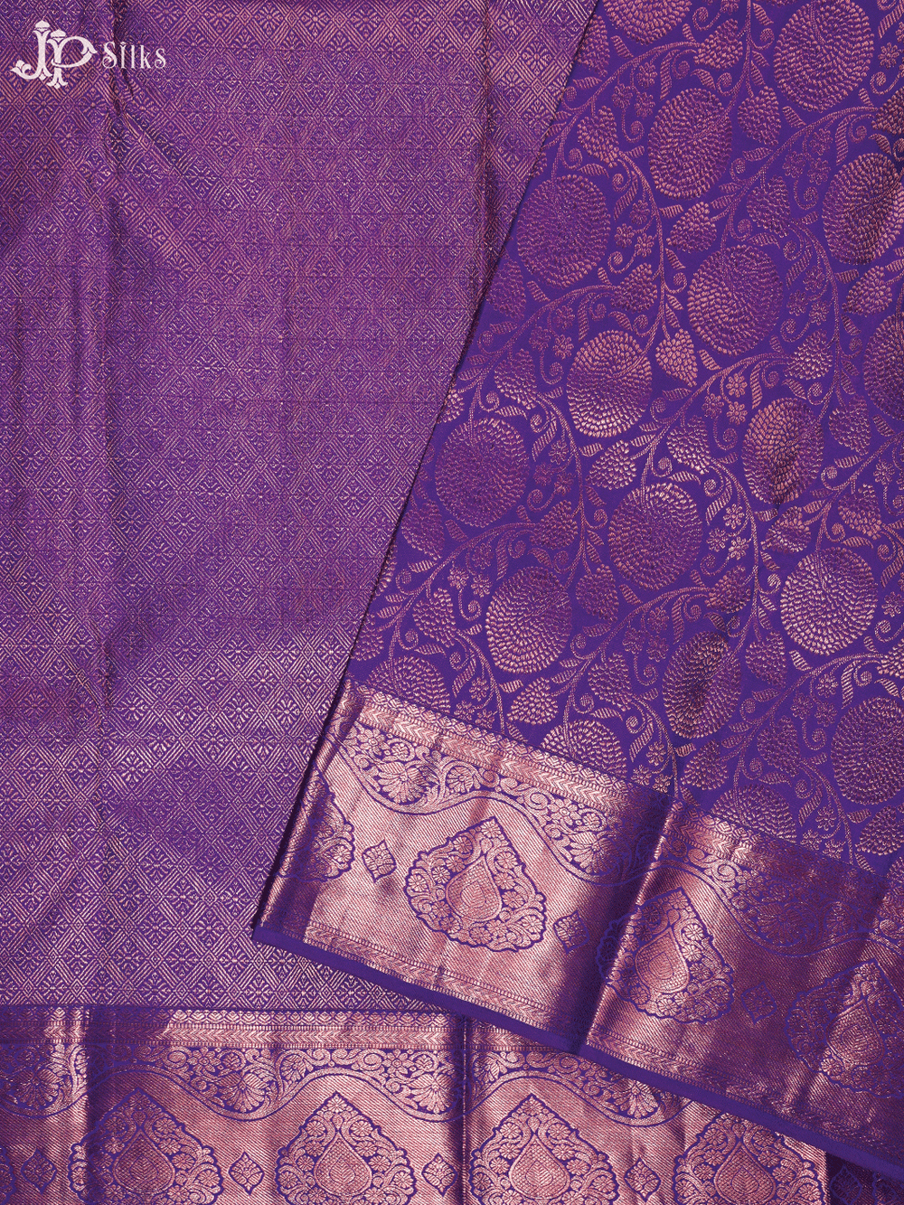 Purple Floral Design Kanchipuram Silk Saree - D6742 - View 1