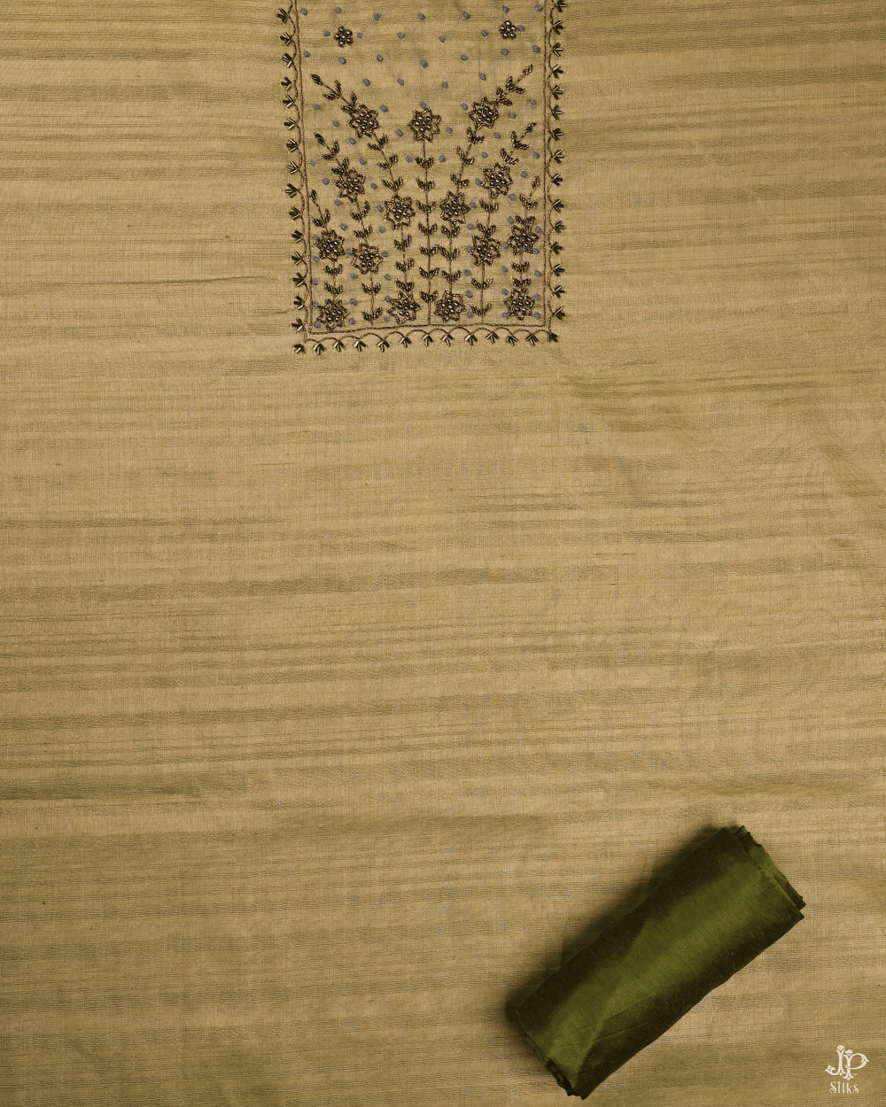 Olive Green Unstitched Chudidhar Material - D5189 - View 2