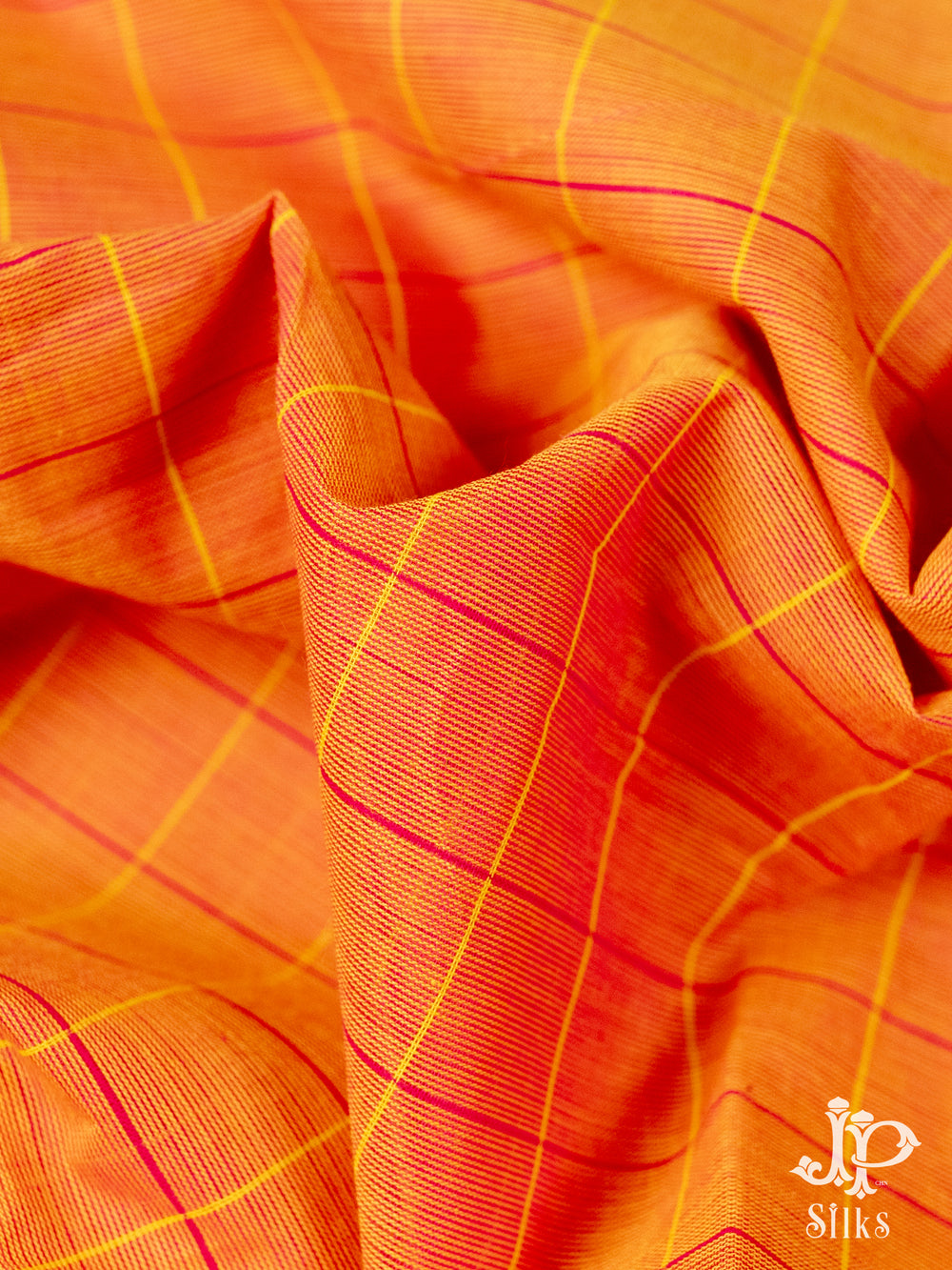 Rust Orange, Pink and Yellow Cotton Saree - D9667 - View 1