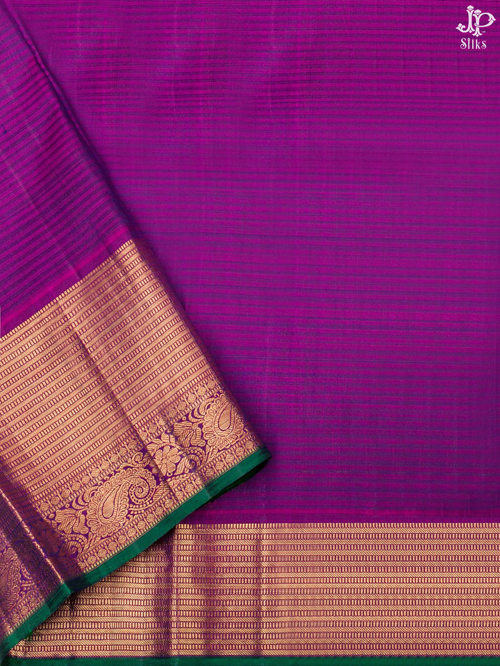 Teal and Violet Kanchipuram Silk Saree - D8180 - View 4