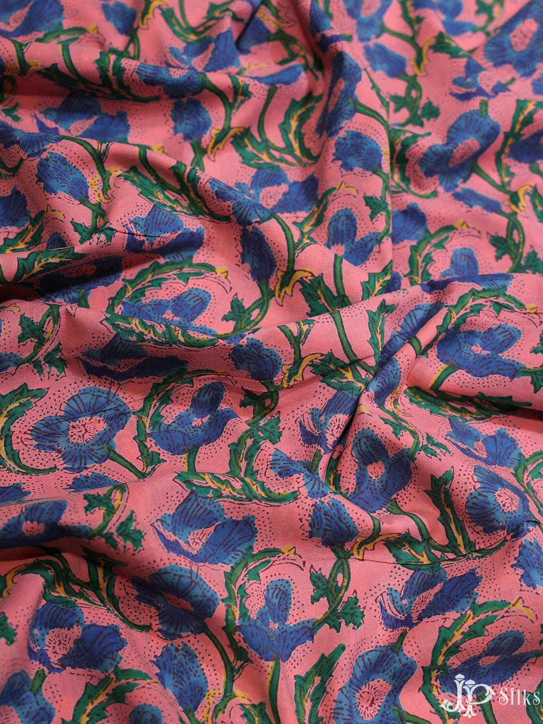 Rose Pink and Blue Cotton Fabric - A7915