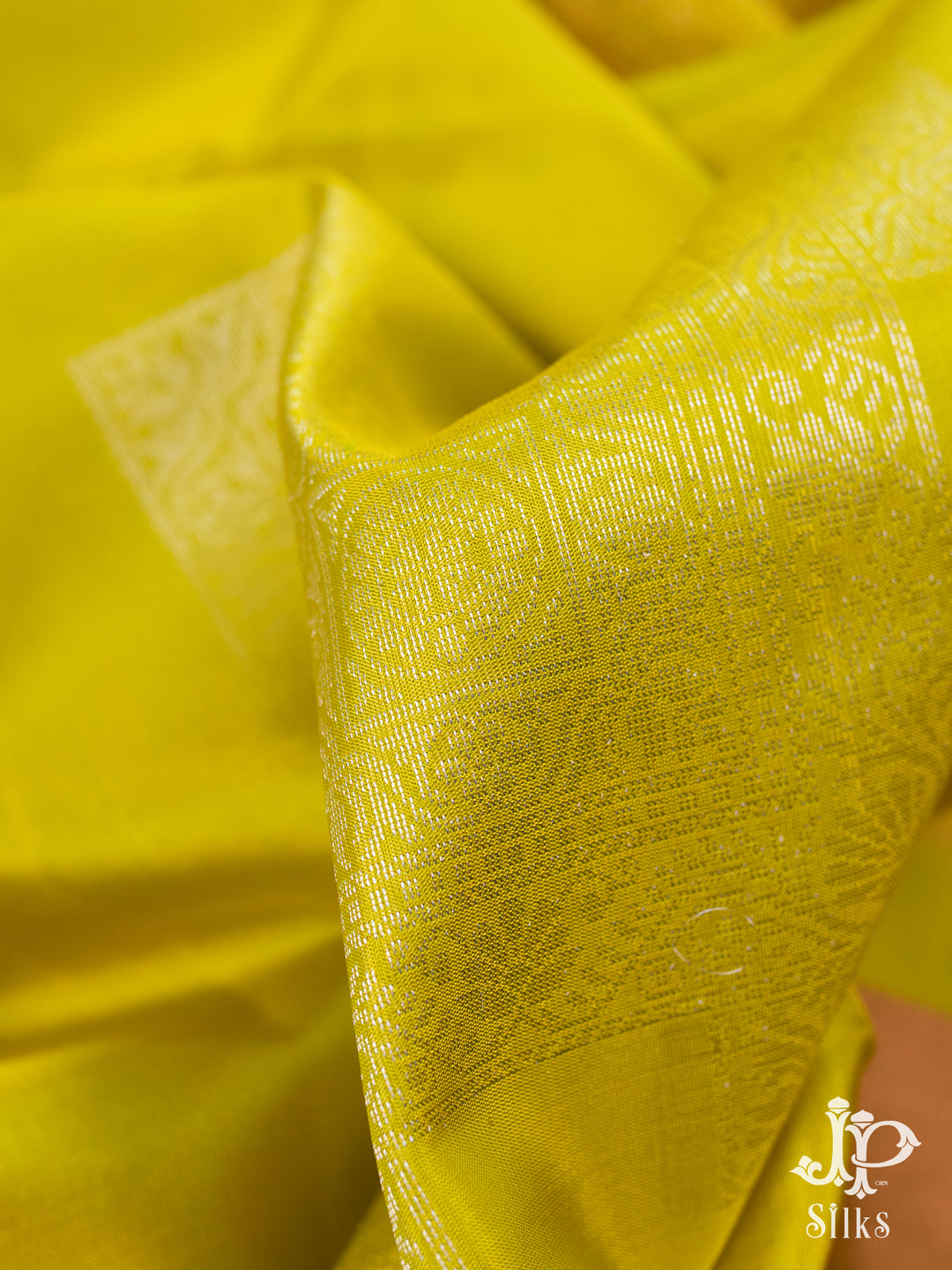 Lime Yellow and Blue Soft Silk Saree - D6126 - View 3