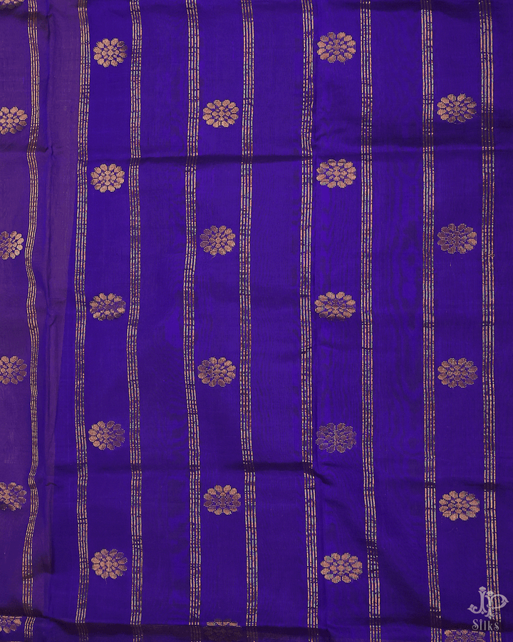 Yellow and Violet Silk Cotton Saree - D8208 - View 4
