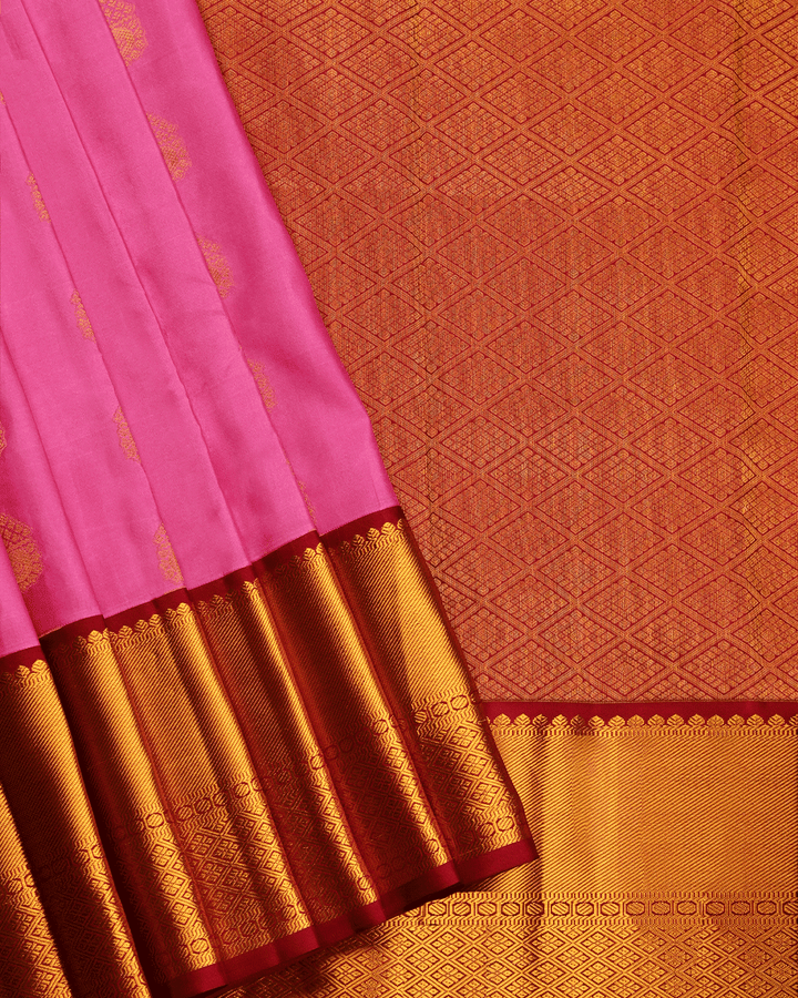 Pink and Maroon Kanchipuram Silk Saree - D4757 - View 4