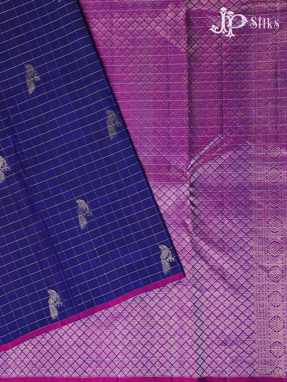 Ink Blue and Magenta Kanchipuram Silk Saree - F2335 - View 2