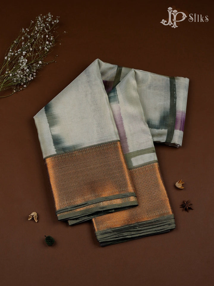 Grey Beige and Elephant Grey Art Silk Saree - F2921