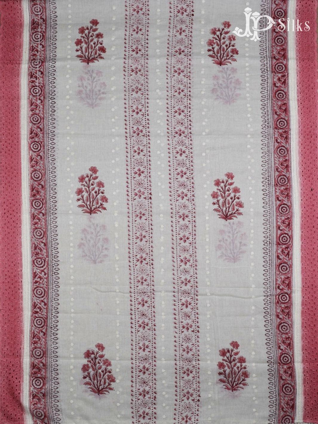 White and Punch Pink Chudidhar Material - F27 - View 6