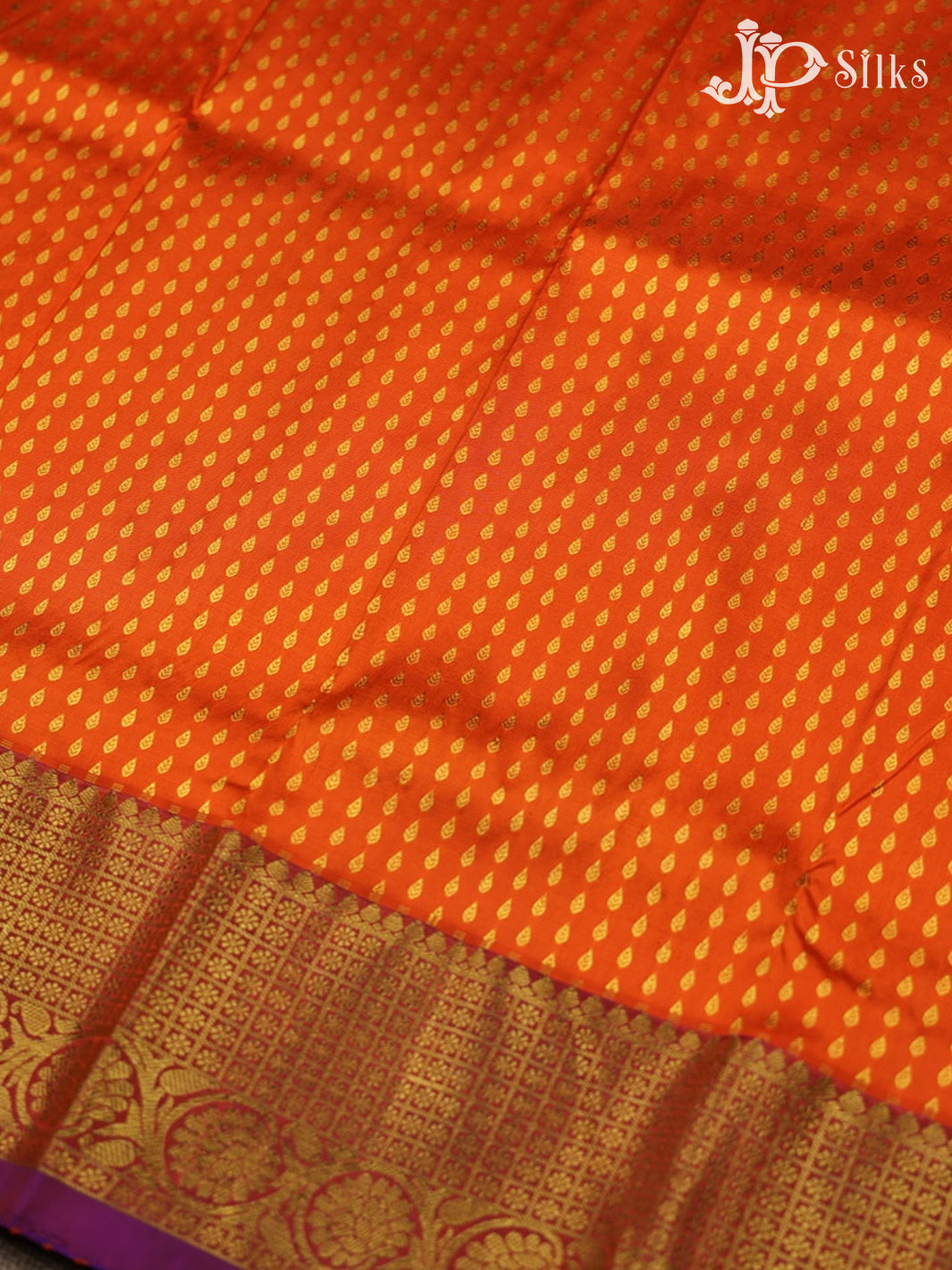 Orange and Blue Pattu Pavadai - D5934 - View 2