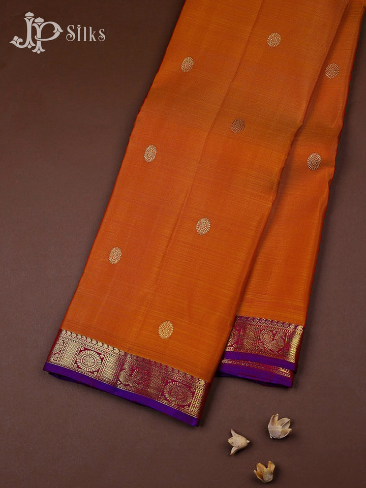 Orange And Purple Kanchipuram Silk Saree - F3385