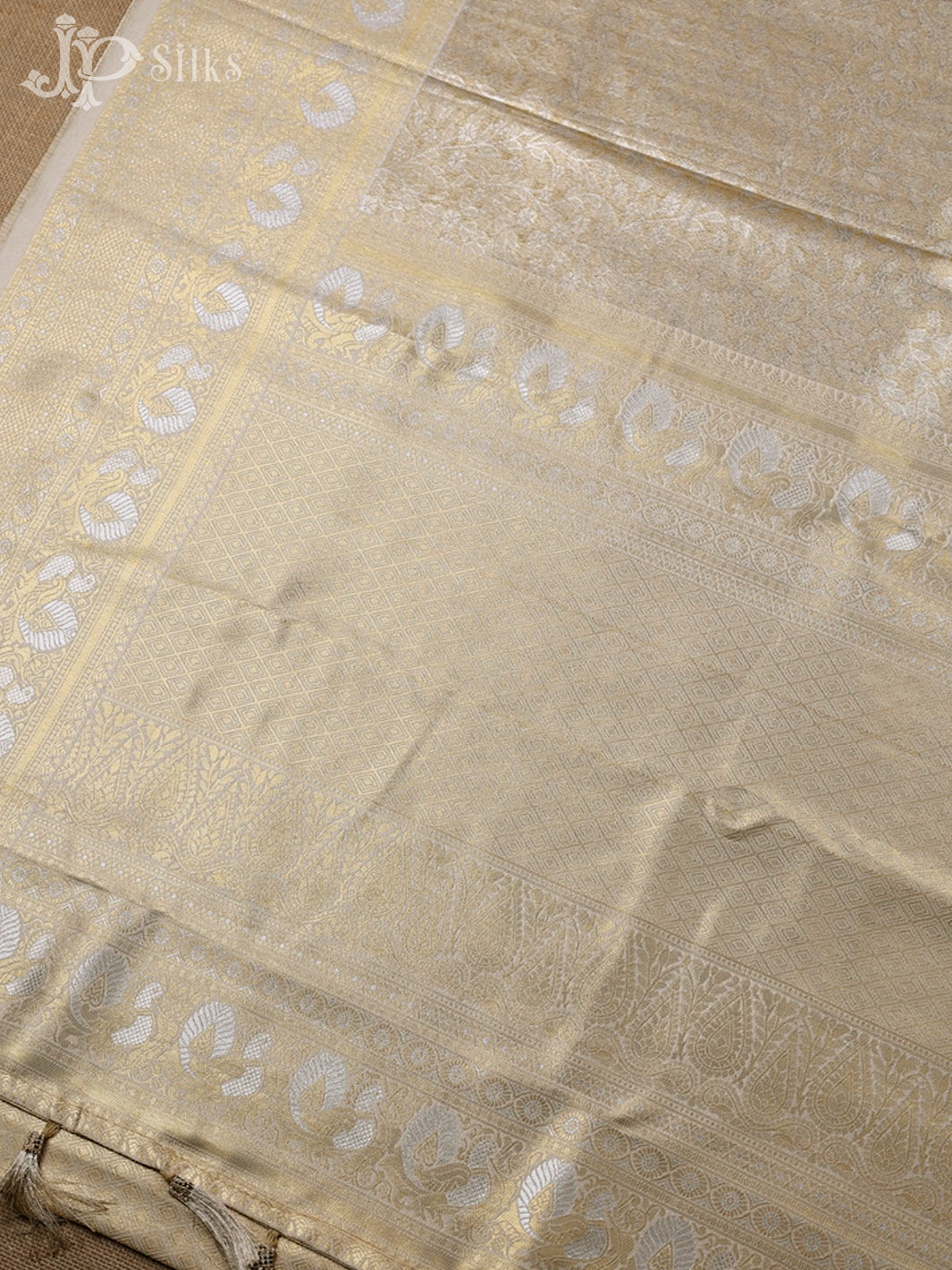 Light Gold Art Silk Saree - F2876